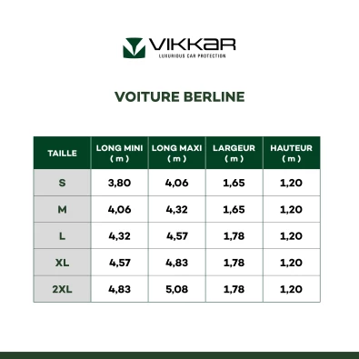 Housse super strech indoor car over 180g/m² plusieurs couleurs et dimensions - Vikkar